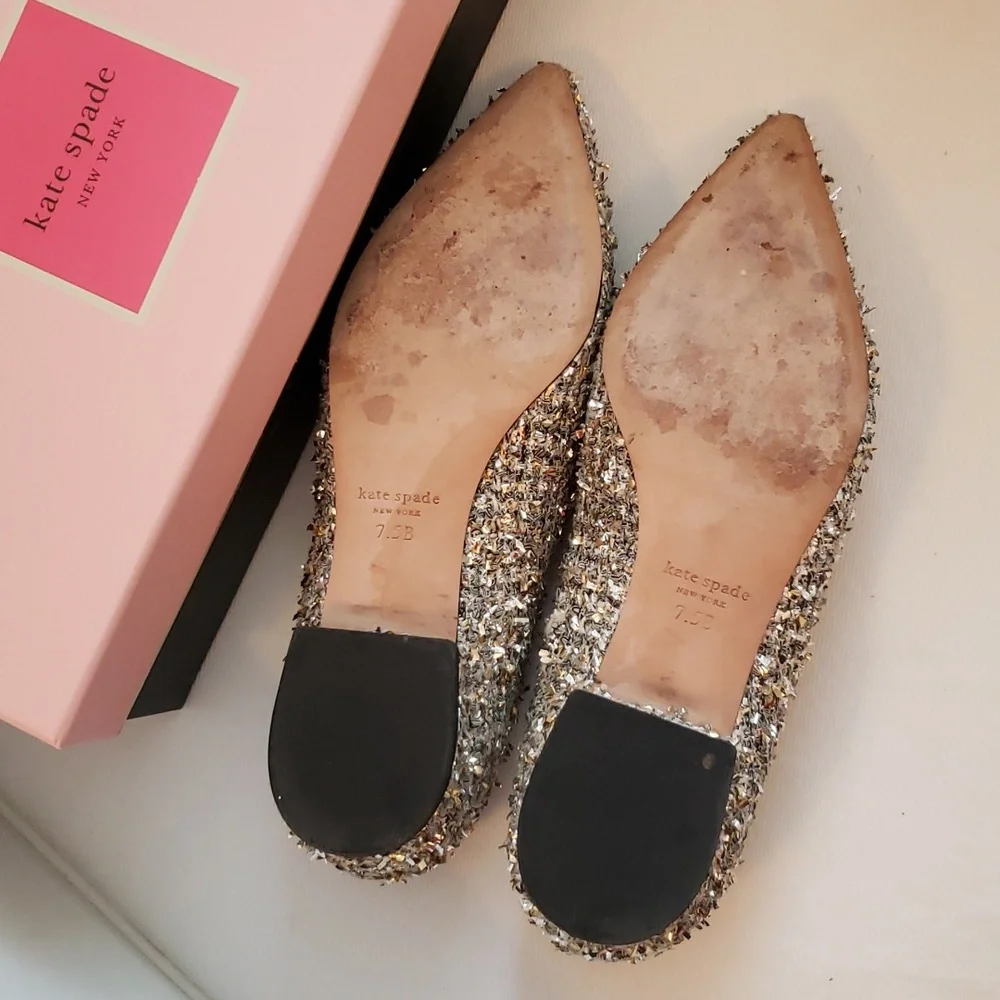 Kate Spade "buckle up" metallic tweed flats - worn once! - Picture 8 of 9
